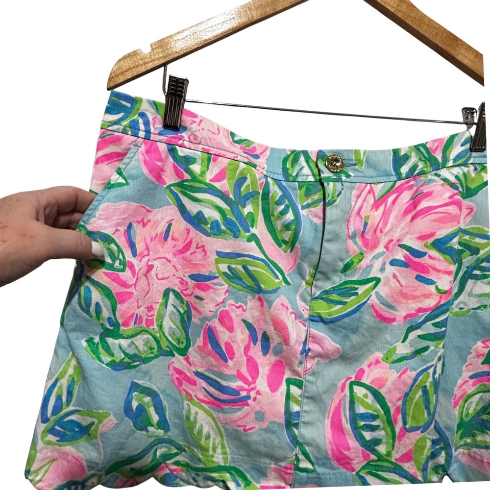 Lilly Pulitzer Skort 16 Splendor in the Sand Floral Scalloped Hem Preppy Resort - Picture 2 of 10